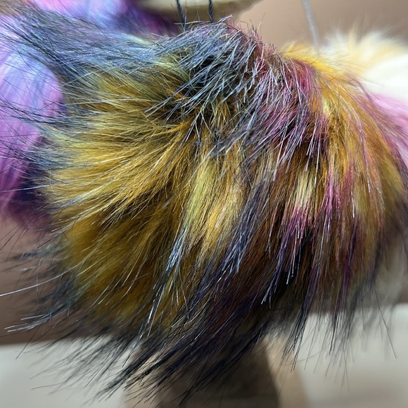 Fox Fur Pom Pom-3 colors 5”x5” extra large gorgeous poms for HANDBAG CHARMS - Picture 3 of 15